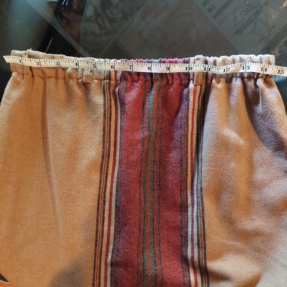Vintage Handmade Plaid Winter Skirt Tan Red Wool Blend A-Line Elastic Waist - Picture 3 of 3